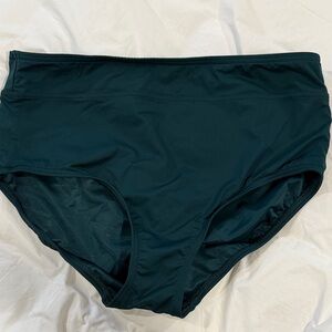 Lands' End Women's High-Waisted Bikini Bottom - Dark Green
